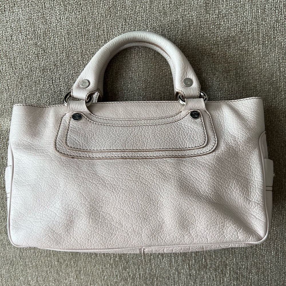 CELINE Beige/Pink BOOGIE BAG Rare Color LEATHER LUXE Satchel VINTAGE - Picture 2 of 15